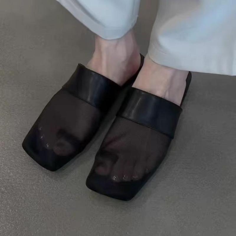 

Модные сетчатые шлепанцы с перемычкой для пальца, женские туфли-мюли, босоножки с ремешком на пятке, лето 2025, новый бренд, тренд, женские сандалии 40 чёрный