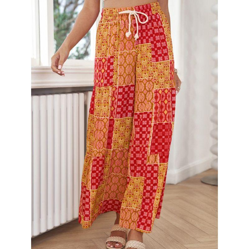 Fashion Bohemia Style Personalized Casual Pants Female 2024 Summer New Arrival Personality Slimming Printed High Waist Loose Pants