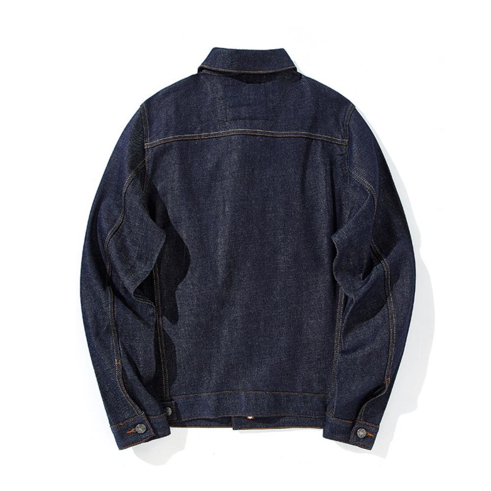 Heren Denim Jas Japans Retro Werkkleding Heren Jas Casual Lange Mouw Revers Enkelrijig Bovenkleding Jassen Vest Tops