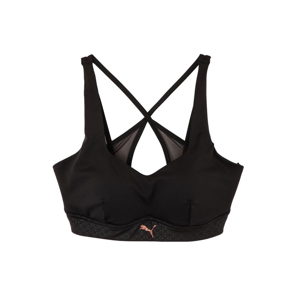 Puma Aop Bra Solid Color Casual Cross Back Sports Bra Women Underwear Black 525139-01