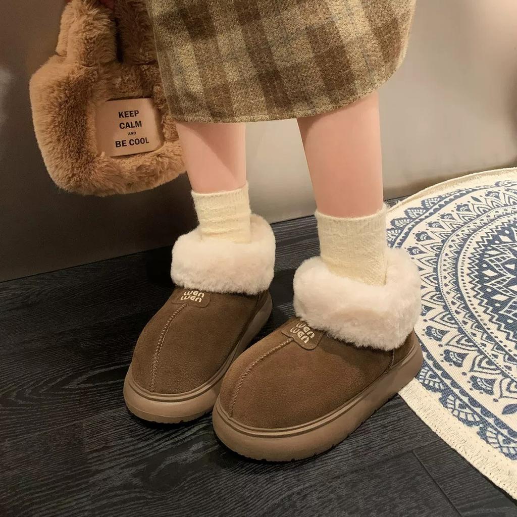 2025 autumn and winter versatile warm bread cotton shoes platform short boots ugly cute big head northeast snow boots women's