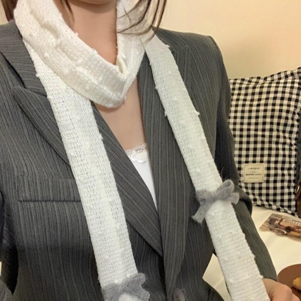 Harajuku Strickschal Punktmuster Lange Schmale Schals Einfache Schleife Wolle Schal Outdoor