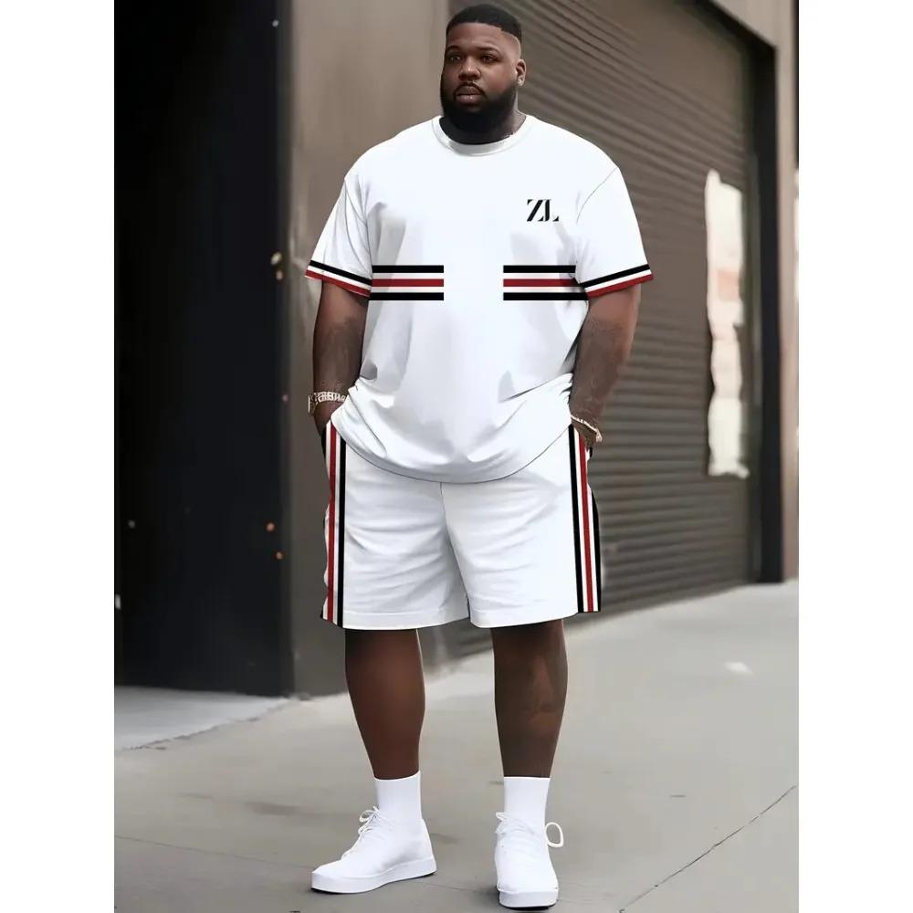 Contrast Color Short Sleeve Top Shorts Men's Summer Versatile Comfortable Fashionable Casual Drawstring Shorts Large Size Short Sleeved Sport Wear