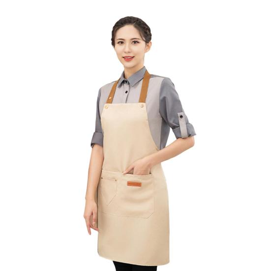 Vanntett forkle for menn kvinner justerbar lengde knyting i midjen flerlommet forkle for kjøkken grill restaurant bar kafé skjønnhetssalong neglestudio uniformer