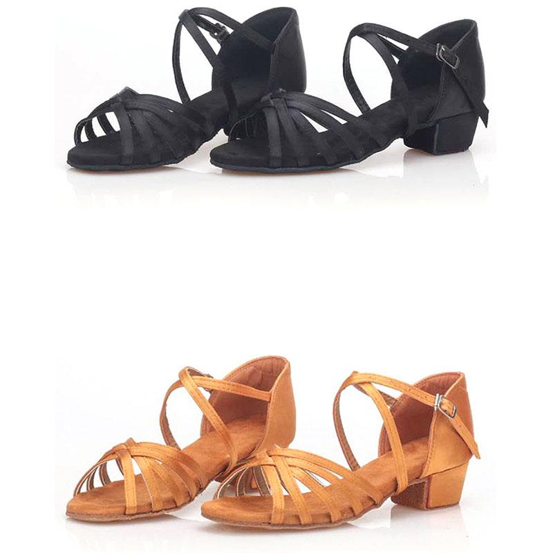 Satin Children Dancing Shoes Kids Latin Salsa Tango Ballroom Dance Shoes 3cm Low Heels Women's Girls Zapatos Baile Mujer