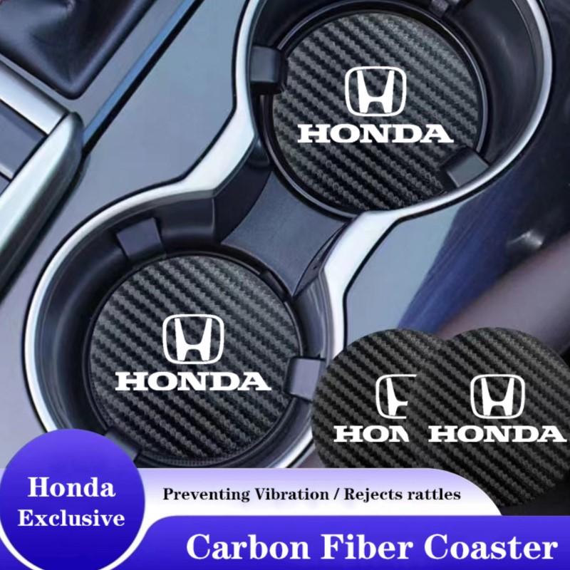 AAADK1 2Pcs Leather Coaster Anti-noise Water Cup Pad Cushion For Honda Civic Accord Jazz Fit CRV Odyssey City Pilot Vezel Prelude Insig