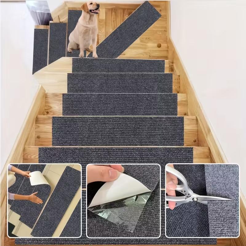 1PC 20x80cm Non-Slip Carpet Stair Treads Non-Skid Safet Rug Slip Resistant Indoor Runner for with Reusable Adhesive - Gray - Car