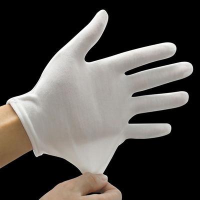 1 Pairs  Full Finger Men Women Etiquette White Cotton Gloves Waiters Drivers