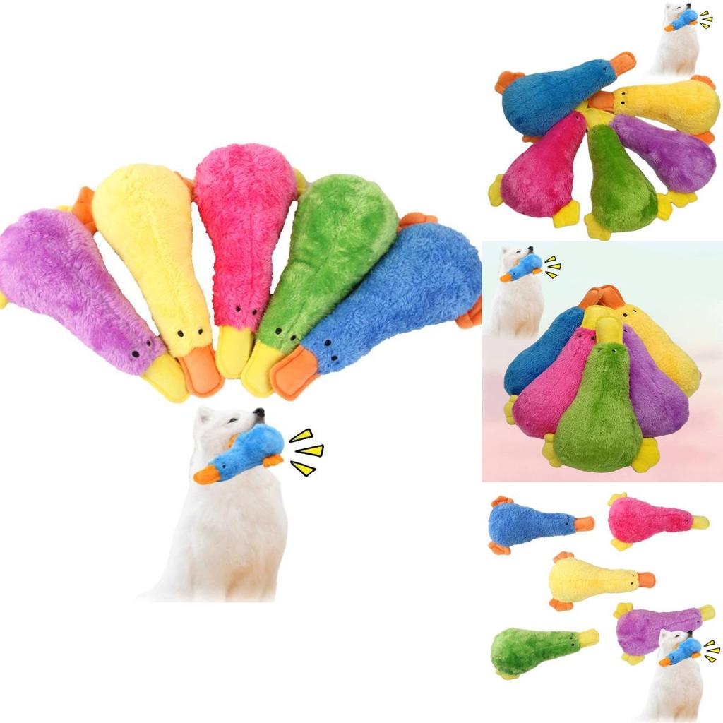 Colorful Squeaky Duck Toy For Dogs Durable Plush Chew Resistant Pet Training Toy