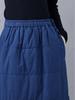 Autumn/Winter Navy Blue Quilted Cotton Midi Skirt - Plus Size, Slimming, Versatile, Chinese-Inspired, Intellectual Style