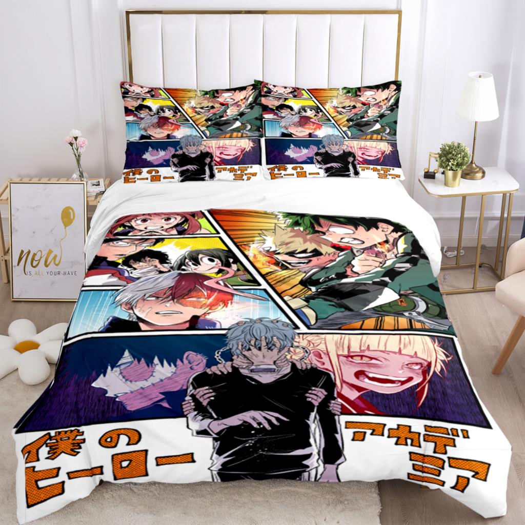 Fashion My Hero 3D Anime Print Three Piece Bedding Set Fashion Boys Or Adults For Beds Quilt Covers Pillowcases Bedding Set Gift