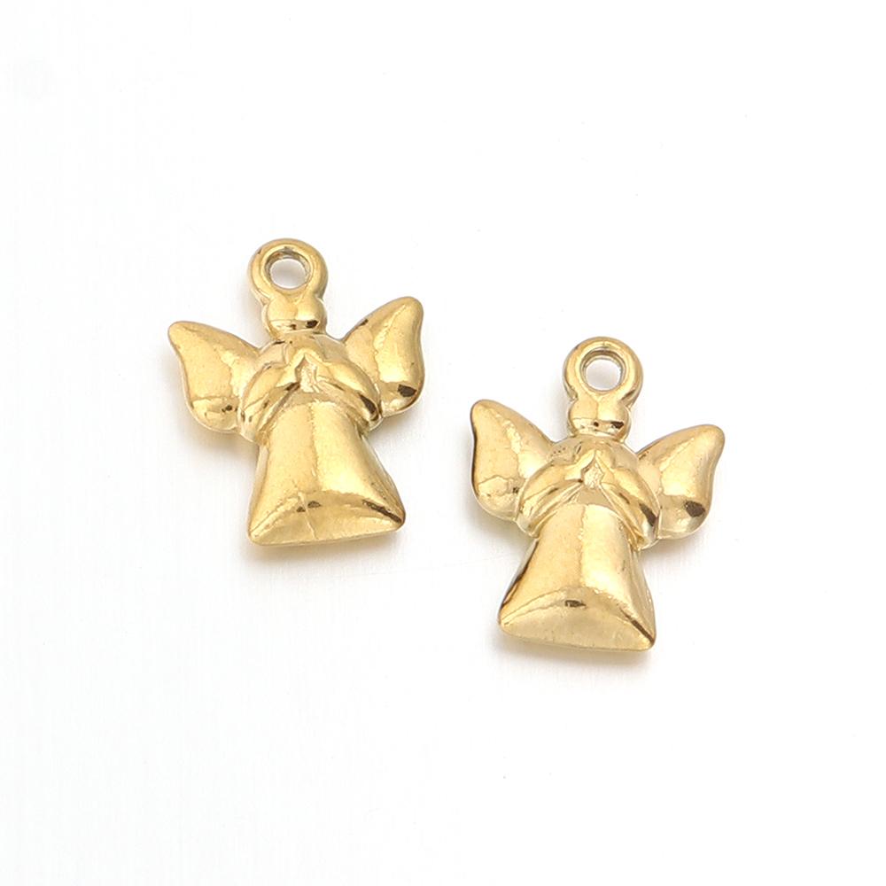 5pcs Stainless Steel Little Angel Charms Gold Steel Color Charms Pendant For Jewelry Making DIY Necklace Pendants Accessories