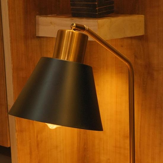 Brass Metal Table Lamp for Study Office Desk Reading Black Polished with Adjustable Head and Body, LED Light with Wired ON Off Switch Gift