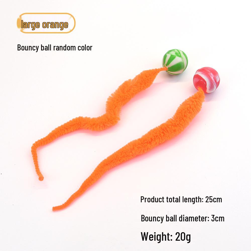 Solid Color Elastic Ball & Caterpillar Teaser Stick Kitten Toy