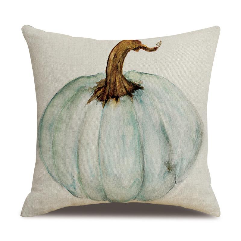 Thanksgiving Linen Pillowcase Autumn Pumpkin Print Pillow Cushion Cover