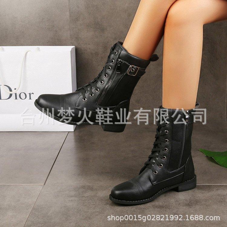 Autumn and winter new wind Martin boots round head casual women s boots 35 чёрный 3877₽