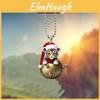 Cartoon Tiger Wearing Christmas Hat Design Car Charm Keyring With Organic Glass Material For Gift And Travel