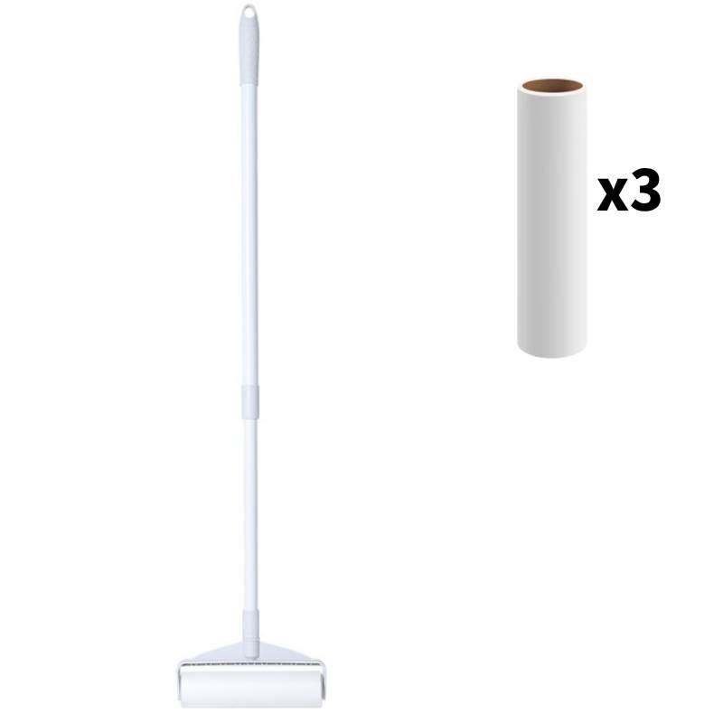 Rolo Pega-Fiapos Adesivo de Grande Capacidade Com Cabo Longo Para Limpeza de Pelos em Móveis e Tapetes