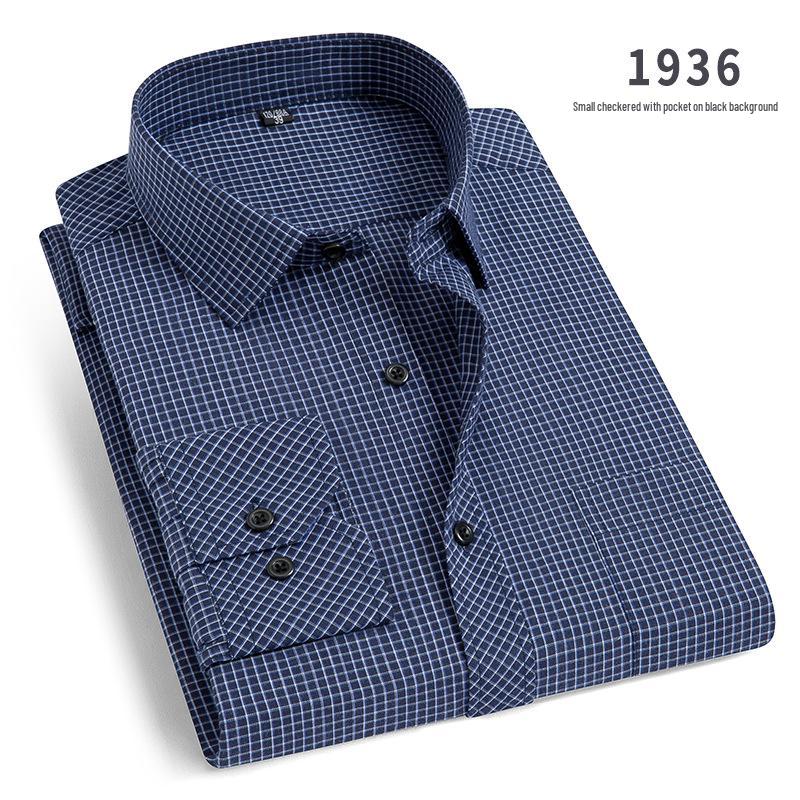 2025 Men's Non-Iron Long Sleeve Blue Striped Shirt: Spring & Autumn Business Wear