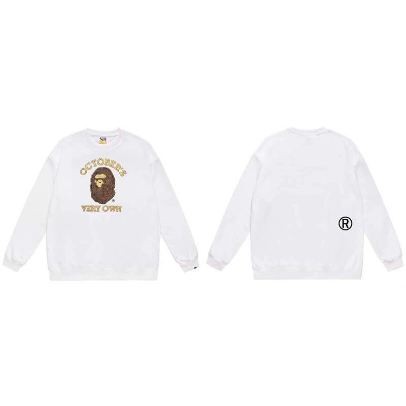 BAPE-Style Heavyweight Cotton Crewneck Sweatshirt Mens Oversized Streetwear Pullover Fall