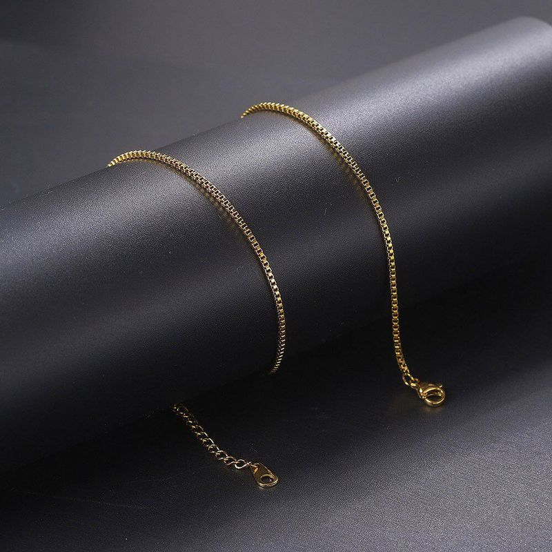 

Xiyin Fashion Clavicle Chain Copper Micro Inlaid Zircon 26 English Letter Pendant Necklace Female Cross-Border Box Chain [Gold] 45+5 Total Length Is about 50cm