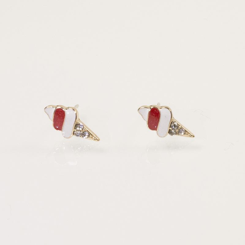 S925 silver needle oil cone ice cream ice cream bright diamond stud earrings ice cream earrings cute fun fashion earrings