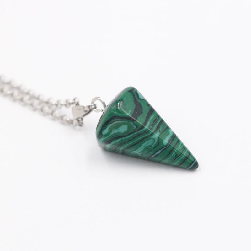 1pc Natural Stone Hexagonal Pendant Chain Necklace Taper Soul Swing Bullet Crystal Necklace For Men And Women