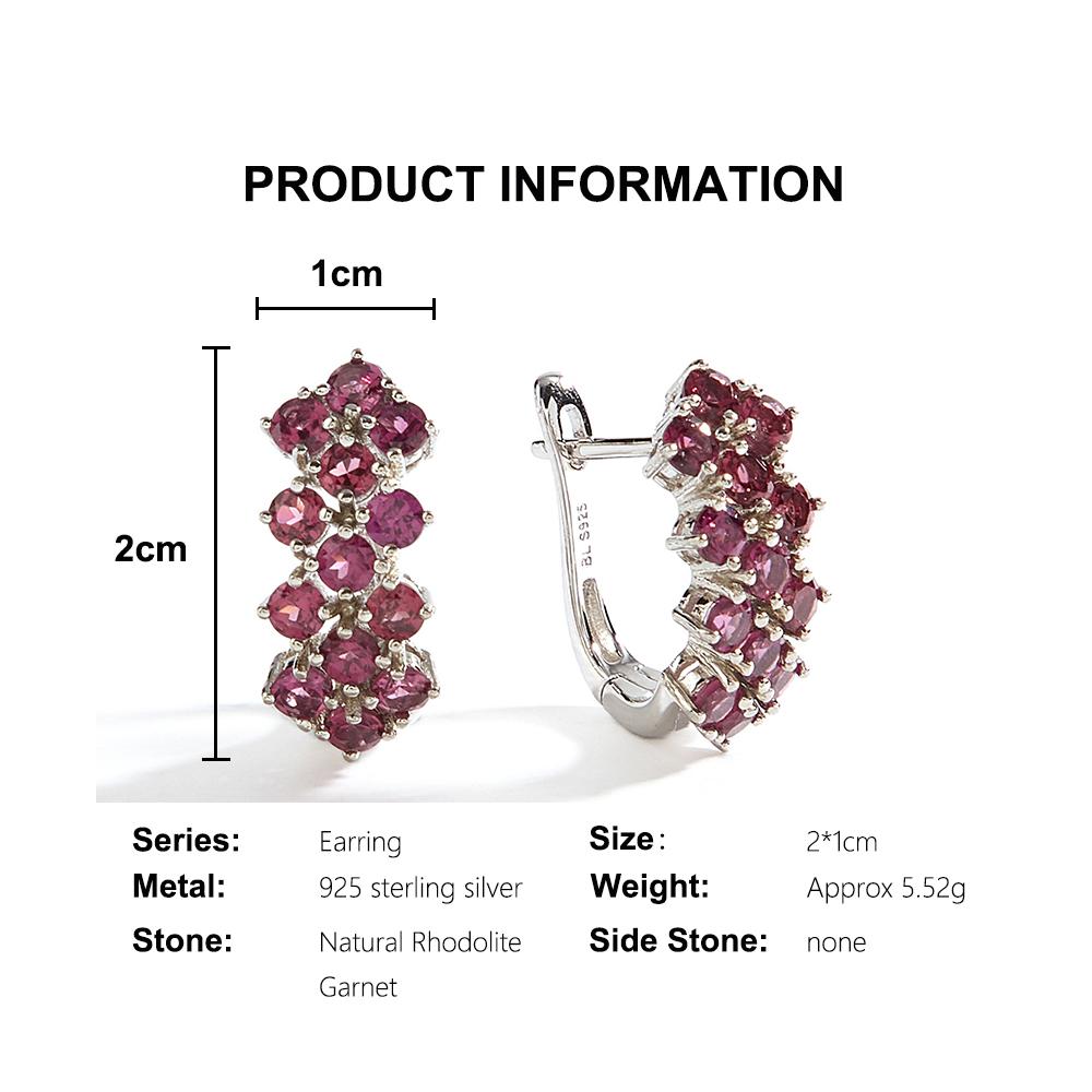 Cercei cu închizătoare pentru femei, lux ușor, Granat Rodolit rotund natural 3,0 mm, argint sterling 925, bijuterii fine pentru petrecere, banchet