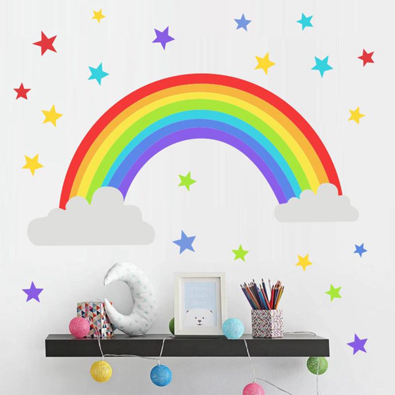 Rainbow Stars Wall Sticker Kids Bedroom Window Decals Vinyl Art Murals Removable