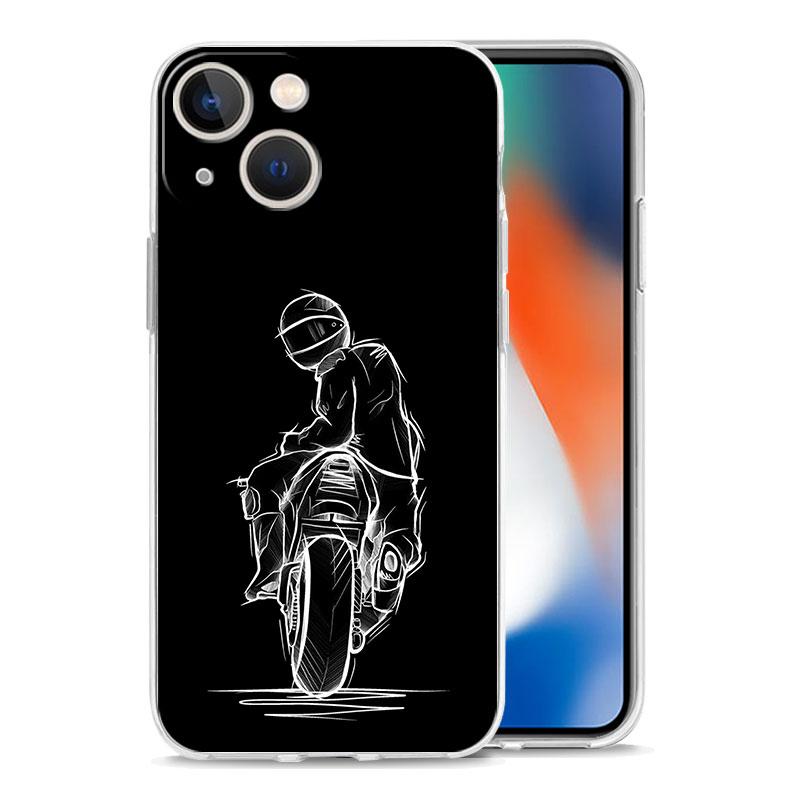 Phone Case For iPhone 17 Air Cases iPhone 16 15 12 13 14 Pro Max SE 7 8 Plus iPhone11 Clear Soft Cover Cool Motorcycle