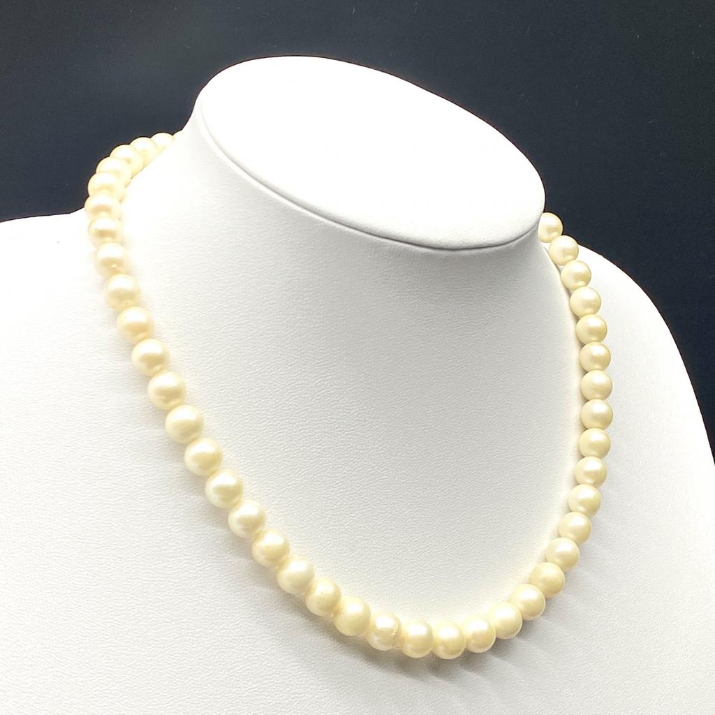 Akoya Pearl Necklace Bracelet Natural Jewelry Luster White Beige Silver Clasp Approx. 44cm 8.0 Mm–8.5mm 41.5g Approx. 22cm 7.0mm–8.0mm 15.6g