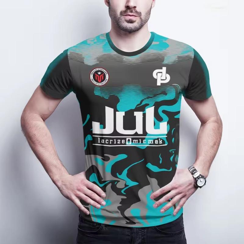 Summer 3D Print T-shirts Jersey Youth Breathable Quick Dry Training Football T-shirt Men Fashion Sports Tees
