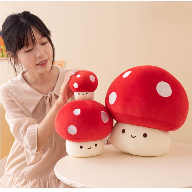 Cute Mushroom Plush Pillow, Cartoon Spotted Mushroom Stuffed Doll, Soft Sleep Toy Sofa Decor Cushion Multi-Color