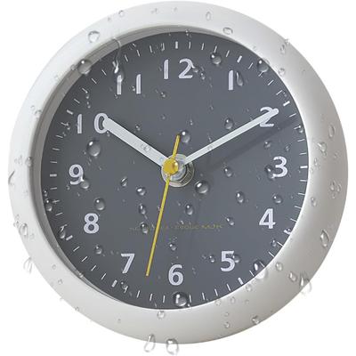 Waterproof Bathroom Shower Clock, Silent Gray Small Wall Clock, Suction Cup, 5.5" In Diameter, for Kitchen, Bathroom, Pool, Shower, Outdoors