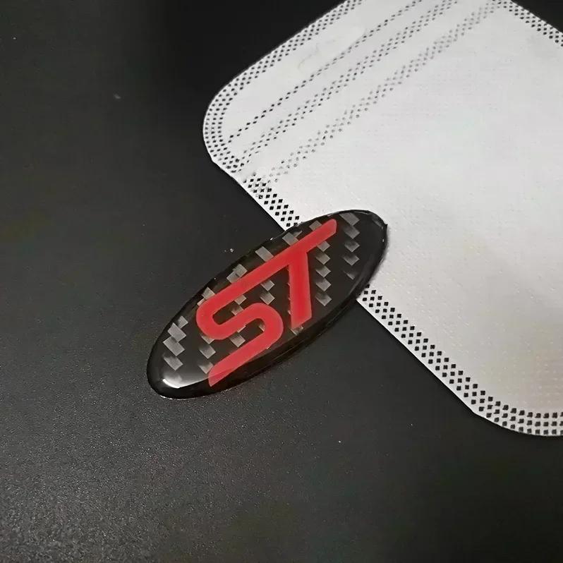 YSMJ1 Carbon Fiber for Ford Fiesta Kuga Mondeo Mk3 Escape Ecosport Edge Focus Ranger Roush Car Steering Wheel Stickers Emblem Logo