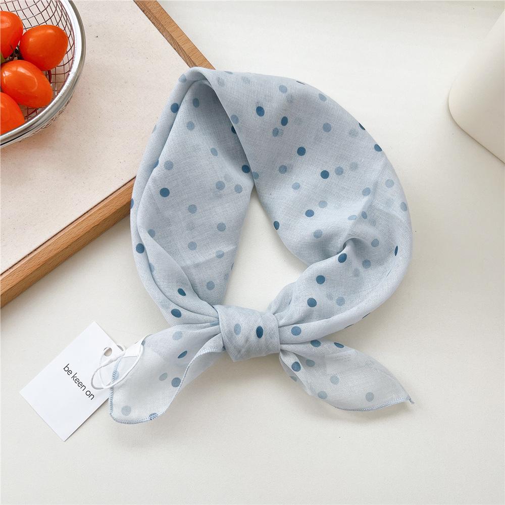 Koreanisches Trendiges Frühlings-Gepunktetes Seiden-Kopftuch - Quadratisches Mode-Tuch für Damen für Haare, Hals und Dekoration