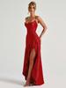 Elegant Satin Ruffle Hem Dress with Spaghetti Straps - European & American Style