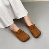 Loafer aus echtem Leder mit weicher Sohle, Retro, vielseitig, quadratische Zehenpartie, flach, bequem, Damenschuhe