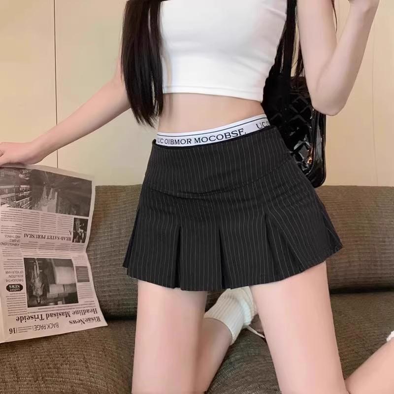

High Waisted Pleated Skirt for Women Autumn Skirt College Style Solid Colour Anti Exposure Casual All Match Versatile A Line Skirt 4XL