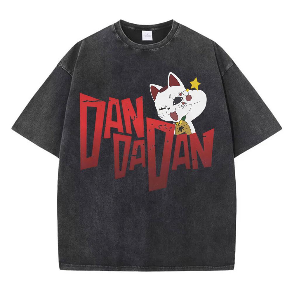 Vintage Washed Dandadan Japanese Anime T-shirt Men Women Harajuku Cartoon Short Sleeve Oversized T Shirts