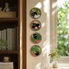 Warm Wood Grain Texture 4PCS Black Cat Wall Sign, with Art, Scratch-Resistant Sun-resistant Hanging Home Decor, Nordic Retro Style for Nursery Bedroom
