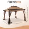 10x10ft Double Roof Canopy Tent with Metal Frame & Stakes & Mosquito Nets with Privacy Screen for Decks & Backyards Patio Party