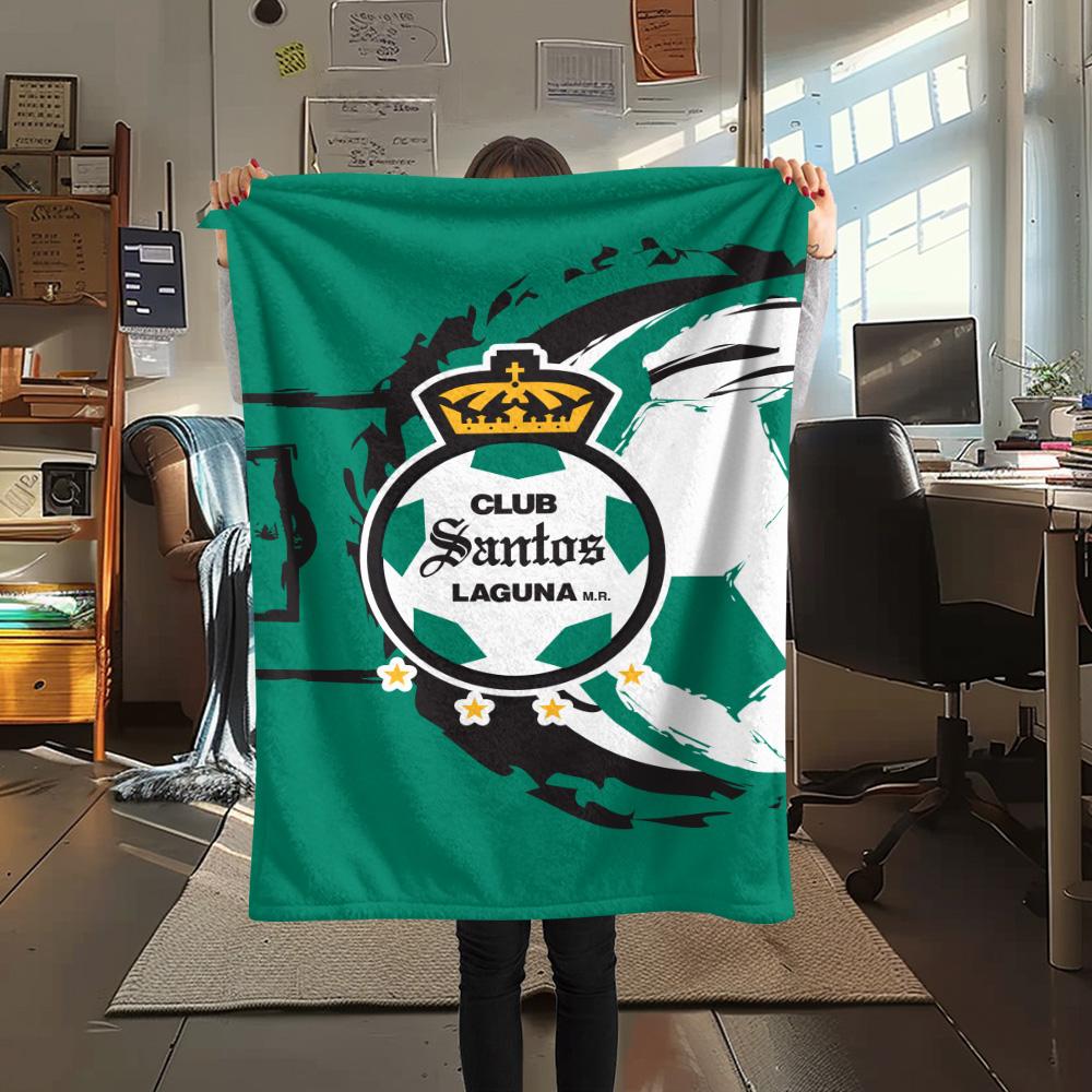 1Pc Club Santos Print Flannel Blanket High Quality Warm Comfortable Cover for All Seasons Perfect for Gifts Home Decor