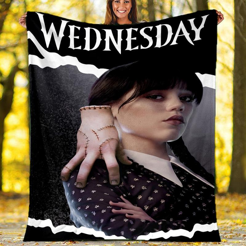 1pc Addams Family Wednesday2 Theme Blanket - Digital Print, Polyester, Cozy for All Seasons, Perfect for Outdoor, and Travel