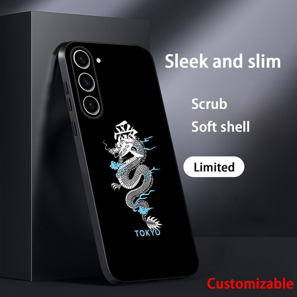 Japanese art text fashion love design Phone Case For Samsung Galaxy S26 S25 S24 S23 S22 S21 Plus Ultra Note20 Soft Black