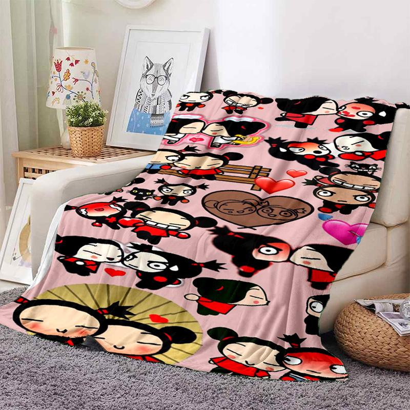 Chinese Doll P-Pucca Garu Blanket 3D Printed Cute Anime Cartoon Character Blanket Sofa Cover Blanket Air Conditioner Bed Sheet