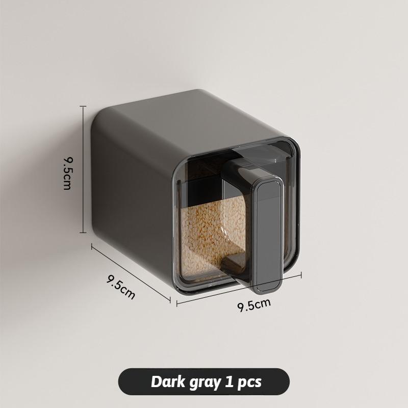 DIY Kitchen Seasoning Storage Box Spice Seasoning Jar with Spoon Wall Mounted Seal Moisture-proof Clear Seasoning Box Sets