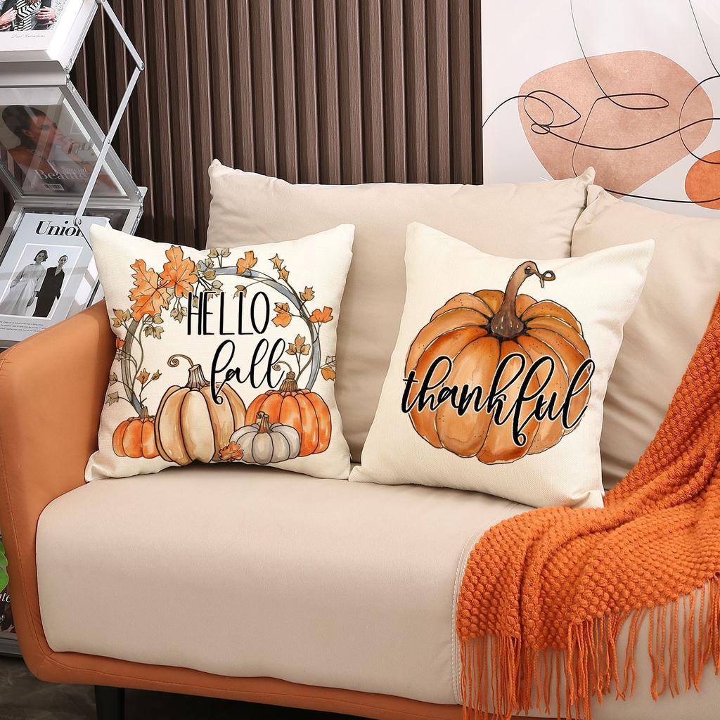 Autumn Set Pillow Case Home Holiday Decoration Thanksgiving Cushion Linen Stain-resistant Versatile Sofa Cushion