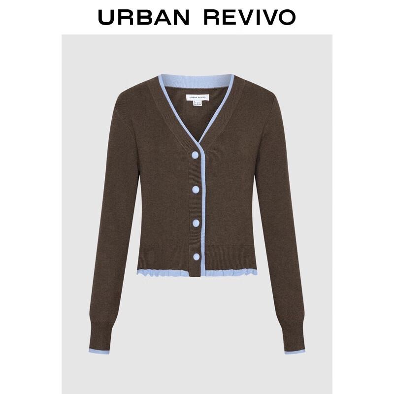 UR2025 Women s Winter Color Block Knitted Cardigan M