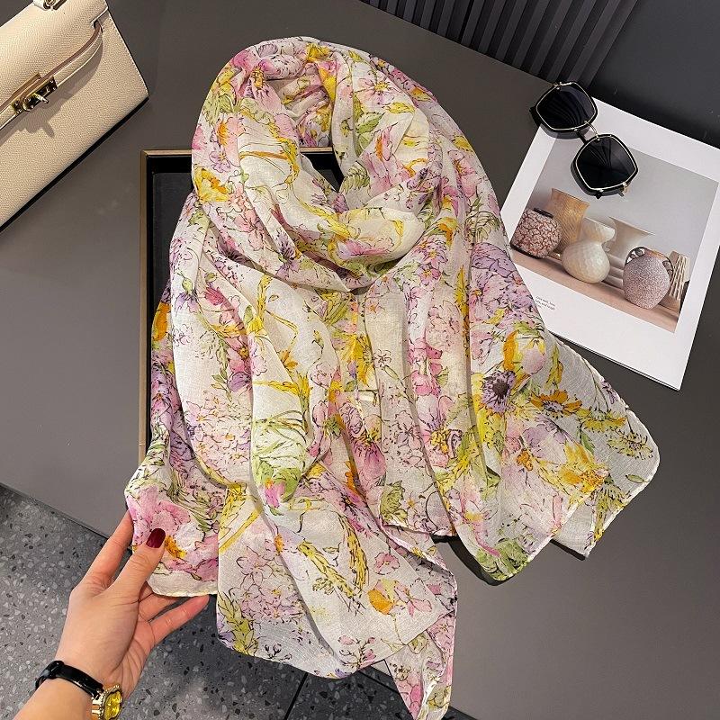 Oryginalny Design Śpiewające Ptaki i Zapach Kwiatów Styl Pastoralny Wszechstronny Ciepły i Piękny Szal Chroniący Szyję Wiosna i Lato Nowy Styl